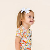 Satin Bow - White, Large on Clip