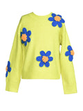 Knit Sweater w/ Chunky Yarn Flowers