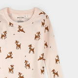 Reindeer Print on Soft Pink PJ Set - Baby