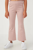 Girls Elastic Waist Checkered Knit Straight Leg Pants - Mauve