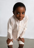 Long Sleeve Linen Shirt - Peach