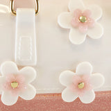 Floral Jelly Barrel Bag - White/Pink