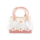 Floral Jelly Barrel Bag - White/Pink