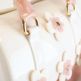 Floral Jelly Barrel Bag - White/Pink