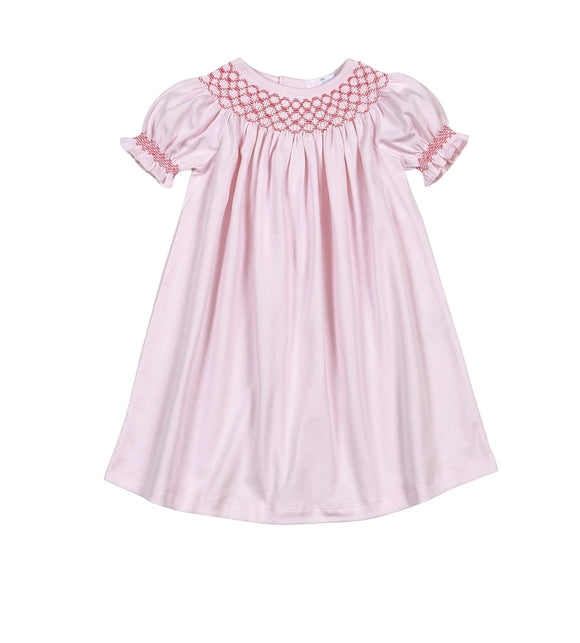 Rosy Holiday Hand Smocked Bishop Pima Dress - Toddler