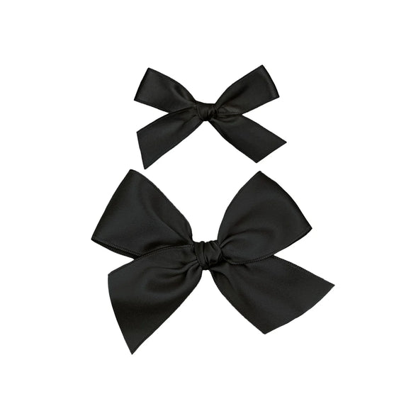 Black Satin Bow - Clip or Nylon