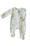 Bamboo Zipper Footie - Bubble Duckies Blue