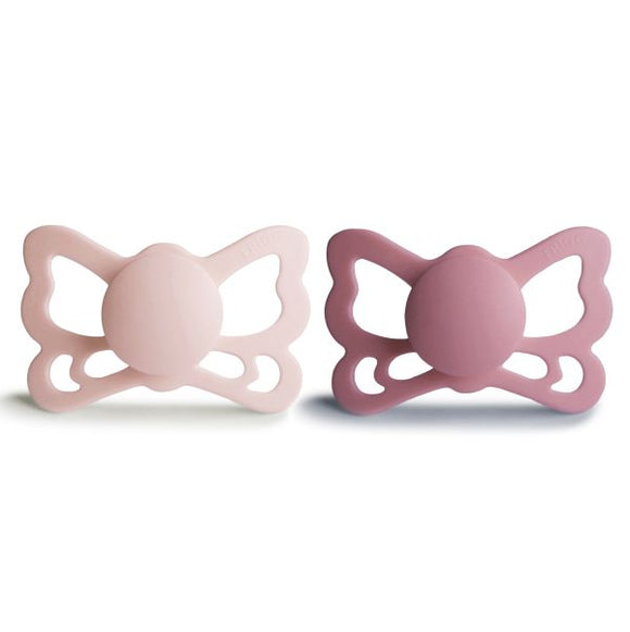 Butterfly Anatomical Silicone Pacifier -Blush/Cedar
