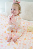 Convertible Zip Romper - Bubble Duckies Pink