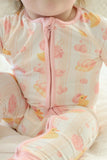 Convertible Zip Romper - Bubble Duckies Pink