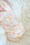 Ruffle Bamboo Zipper Footie - Bubble Duckies Pink