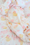 Ruffle Bamboo Zipper Footie - Bubble Duckies Pink