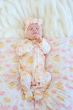 Ruffle Bamboo Zipper Footie - Bubble Duckies Pink