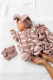 Knit Long Sleeve Onesie - Mauve Stripe