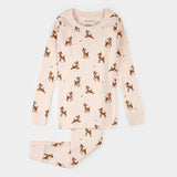 Reindeer Print on Soft Pink PJ Set - Baby