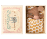 Sleepy Wakey Baby Mouse in Matchbox - Rose