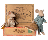 Mum and Dad Mice in Cigar Box