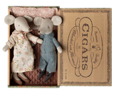 Grandma & Grandpa Mice In Cigar Box