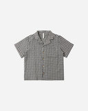 Lapel Collared Shirt - Black Check