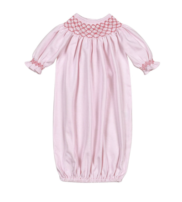 Rosy Holiday Hand Smocked Bishop Pima Gown