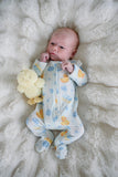 Bamboo Zipper Footie - Bubble Duckies Blue