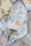 Bamboo Zipper Footie - Bubble Duckies Blue