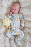 Bamboo Zipper Footie - Bubble Duckies Blue