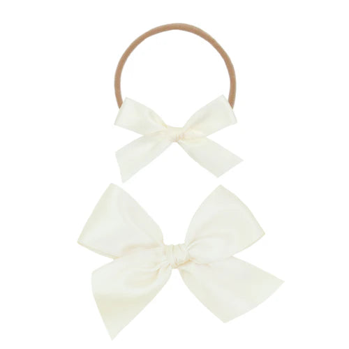 Satin Bow - Cream Headband - Large