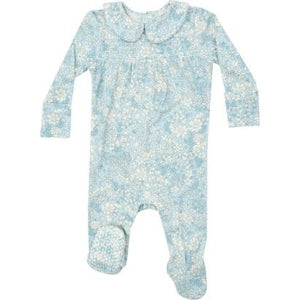 Smocked Footie - Blue Meadow Floral