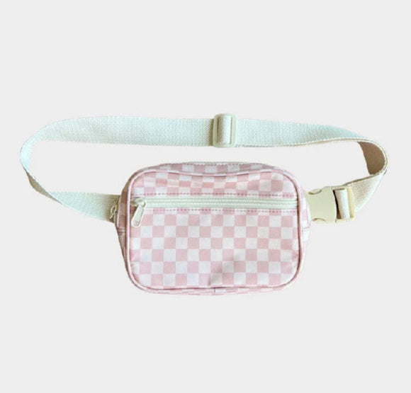 Pink Lemonade Checkered Mini Belt Bag