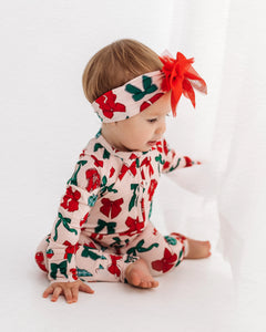 Christmas Bows Zipper Romper