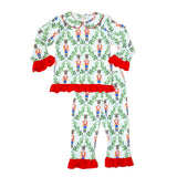 Girls Red Nutcracker Button Up Pajama