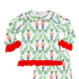 Girls Red Nutcracker Button Up Pajama