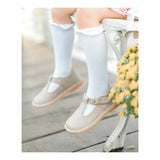 Selina Scalloped T-Strap Mary Jane - Almond or White