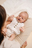 Cloud Muslin Bubble Romper - White