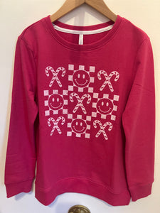 Candy Canes and Smiley Faces Christmas Sweatshirt