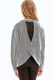 Textured Stripe Rib Open Back Top - Black + White