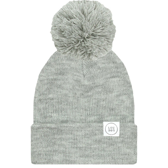 Beanie with Pom - Heathered Grey