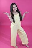 Yellow Spaghetti Strap Pull-On Wide Leg Romper