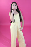 Yellow Spaghetti Strap Pull-On Wide Leg Romper
