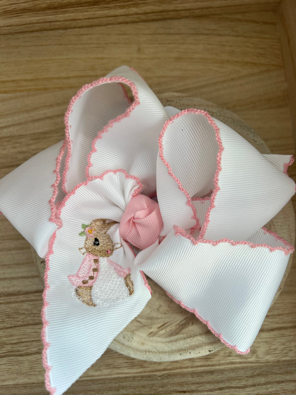 Peter Rabbit - Embroidered Crochet Edge Bow