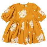 Girls Brooke Dress - Inca Gold w/ Embroidery