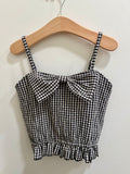 Black + White Gingham Bow Top