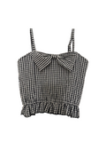 Black + White Gingham Bow Top