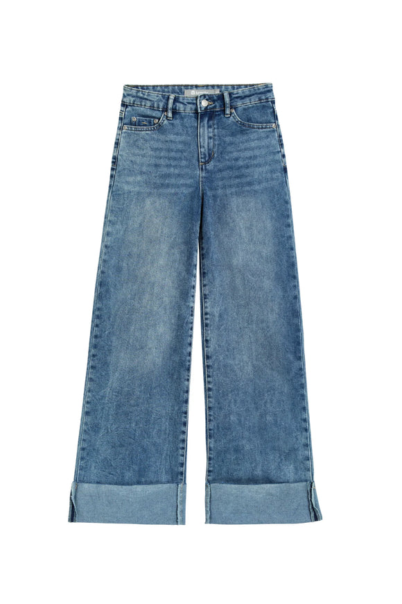 Wide Leg Denim with Cuff - Indigo