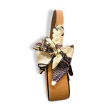 Mini Saddle Purse w/ Scarf - Beige