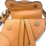 Mini Saddle Purse w/ Scarf - Beige