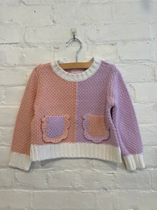 Peach Sunset Combo Pocket Sweater