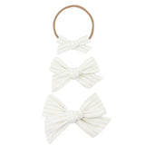 Cotton Bow - Ivory Stripe Headband - Large