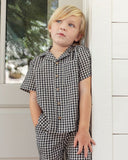 Lapel Collared Shirt - Black Check